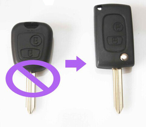 [PE9CS2B-V] COQUE TELECOMMANDE PSA PARTNER/BERLINGO CONVERTIBLE  A PLIABLE 2 BOUTONS INSERT EN CROIX