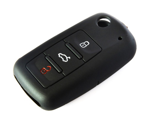 [SEFS3B-N] FUNDA DE SILICONA PARA MANDOS PLEGABLES DE 3 BOTONES DE SEAT - NEGRO 