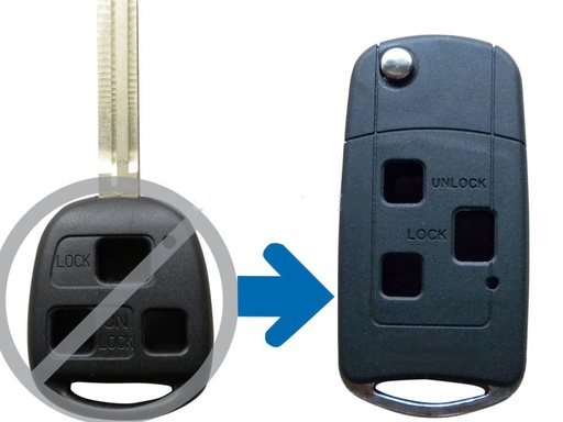 [TO43CS3B-V] COQUE TELECOMMANDE CONVERTIBLE TOYOTA 3 BOUTONS (TOY43/TOY15)
