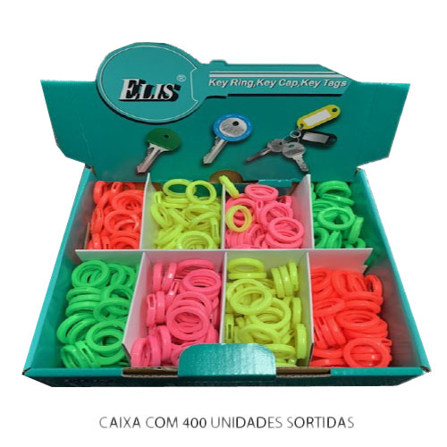 [TP3281NEON] CAIXA DE 400 ANÉIS DE PLÁSTICO FLUORESCENTES EM 4 CORES
