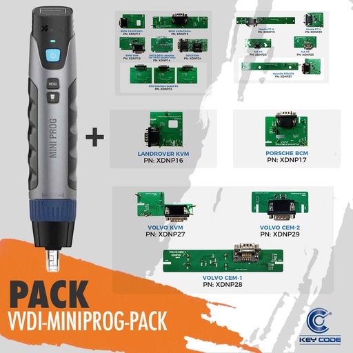 [VVDI-MINIPROG-PACK] Xhorse MINI PROG PORTABLE PROGRAMMER + MULTI-BRAND ADAPTER KIT FOR SOLDERLESS PROGRAMMING