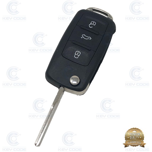 [VW66CS3B-P] CARCASA MANDO GOLF VI PLEGABLE DE 3 BOTONES HU66 - CALIDAD PREMIUM