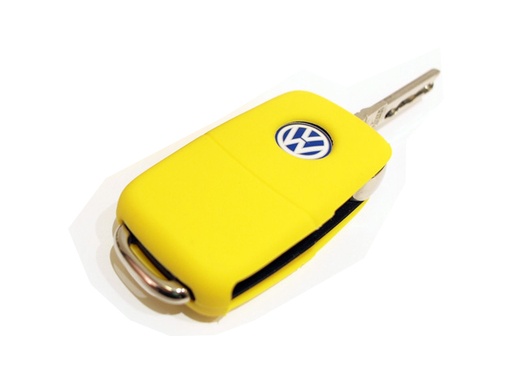 [VWFS-AM] FUNDA DE SILICONA PARA MANDOS PLEGABLES DE 3 BOTONES DE VOLKSWAGEN - AMARILLO 