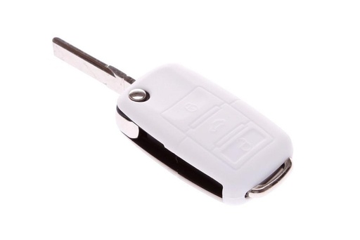 [VWFS-B] FUNDA DE SILICONA PARA MANDOS PLEGABLES DE 3 BOTONES DE VOLKSWAGEN - BLANCO 