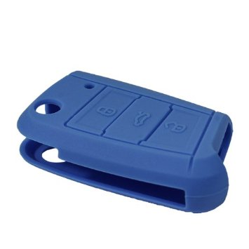 [VWFSM-A] FUNDA DE SILICONA PARA MANDOS PLEGABLES MODERNOS DE 3 BOTONES DE VOLKSWAGEN - AZUL 