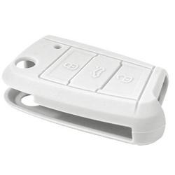 [VWFSM-B] FUNDA DE SILICONA PARA MANDOS PLEGABLES MODERNOS DE 3 BOTONES DE VOLKSWAGEN - BLANCO 