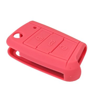 [VWFSM-RO] FUNDA DE SILICONA PARA MANDOS PLEGABLES MODERNOS DE 3 BOTONES DE VOLKSWAGEN - ROSA 