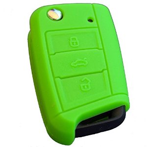 [VWFSM-V] FUNDA DE SILICONA PARA MANDOS PLEGABLES MODERNOS DE 3 BOTONES DE VOLKSWAGEN - VERDE  