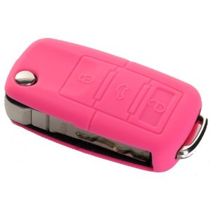 [VWFS-RO] FUNDA DE SILICONA PARA MANDOS PLEGABLES DE 3 BOTONES DE VOLKSWAGEN - ROSA 