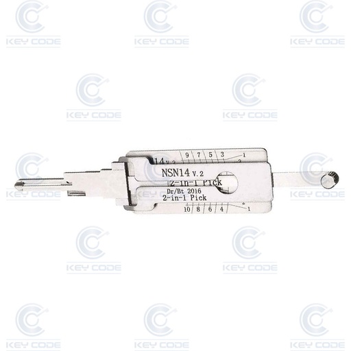 [NSN14-AG] CROCHET LISHI 2-1 COFFRE ET PORTE NSN14 V.2 NISSAN V.2 / ANTIREFLET