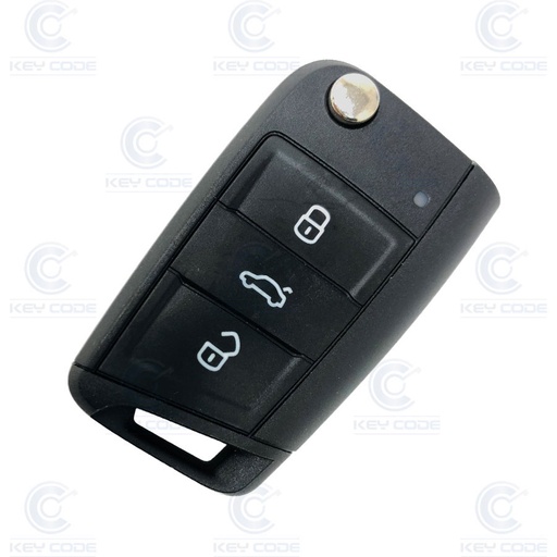 [VW900TE03-OE] TÉLÉCOMMANDE PLIABLE VOLKSWAGEN 3 BOUTONS POUR POLO 2017 (5G6959752CFAIF) CRYPTO 128 BITS AES ID88  433 MHZ  ASK - ORIGINALE 