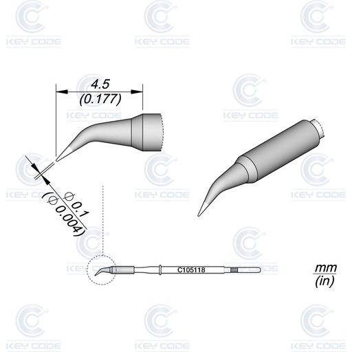 [NT105-C105118] CARTUCHO C105118 JBC CÔNICO CURVO Ø 0,1 PARA NT105