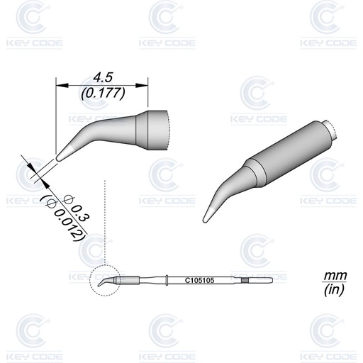 [NT105-C105105] C105105 CARTRIDGE JBC CONICAL CURVED Ø 0.3 FOR NT105