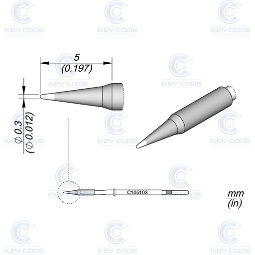 [NT105-C105103] CARTUCHO C105103 JBC CÔNICO Ø 0,3 PARA NT105