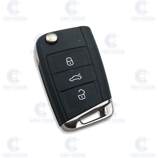 [VW900TE10-OE] TELECOMMANDE PLIABLE VW AVEC 3 BOUTONS POUR GOLF (2019) (5G0959752DFINF) MEGAMOS 48 AES 128 BITS 434 MHZ ASK - ORIGINALE -