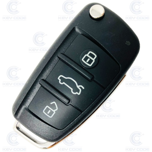 [AU100TE06-AF] MANDO PLEGABLE AUDI PARA A4, RS4, SEAT, EXEO DE 3 BOTONES 433 MHZ (8E0837220K, 8E0837220Q, 3R0837220) ID48 