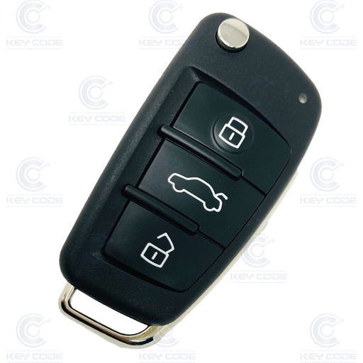 [AU101TE01-AF] TELECOMMANDE PLIABLE AUDI A1, Q3 DE 3 BOUTONS 434 Mhz ASK ID48 (8X0837220D - 8X0 837 220) 