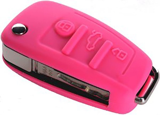 [AUFS-RO] ETUI EN SILICONE POUR TELECOMMANDES PLIABLES 3 BOUTONS AUDI - ROSE