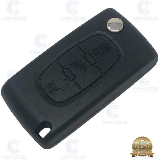 [CI2CS3B-CTS-P] CAPA DE CONTROLE REMOTO PLEGÁVEL DE 3 BOTÕES PARA PSA C4 VA2 SEM LOGO BOTÃO FAROL, PILHA CIRCUITO - QUALIDADE PREMIUM
