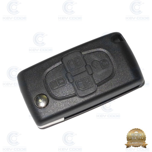 [CI2CS4B-CT] COQUE DE TELECOMMANDE PSA VA2 AVEC 4 BOUTONS -PILE EN CIRCUIT AVEC TROU POUR LOGO - QUALITE SUPERIEURE
