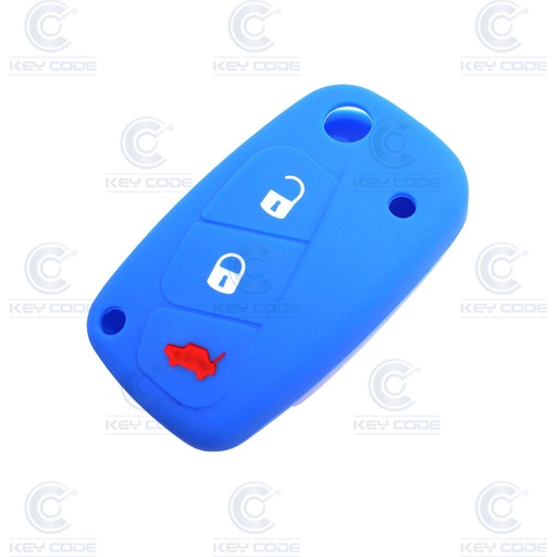 [FIFS3BRC-A] FUNDA DE SILICONA PARA MANDOS RECTANGULARES PLEGABLES FIAT DE 3 BOTONES - AZUL 