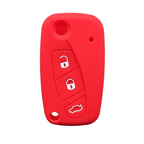 [FIFS3BRC-R] SILICONE CASE FOR RECTANGULAR FOLDABLE 3-BUTTON REMOTES FOR FIAT - RED