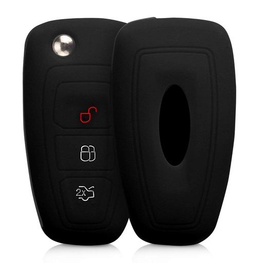 [FOFSL-N] CAPA DE SILICONE PARA MANDOS DE LÁGRIMA DE 3 BOTÕES DA FORD - PRETO