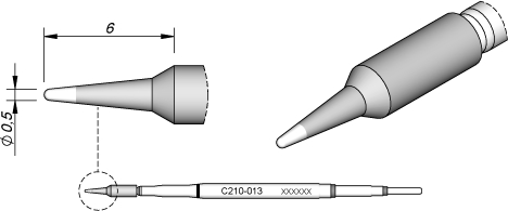 [HE-C210013] CARTOUCHE CONIQUE C210013  DE 0,5 MM POUR STATION DE SOUDURE DIGITALE JBC