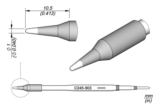 [HE-C245903] C245903 CONICAL CARTRIDGE 0.4 MM FOR DIGITAL SOLDERING STATION JBC