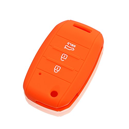 [KIFS3BM-NR] CAPA DE SILICONE PARA CONTROLES REMOTOS PLEGABLES MODERNOS DE 3 BOTÕES KIA - LARANJA