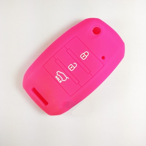 [KIFS3BM-RO] CAPA DE SILICONE PARA CONTROLES REMOTOS PLEGABLES MODERNOS DE 3 BOTÕES KIA - ROSA
