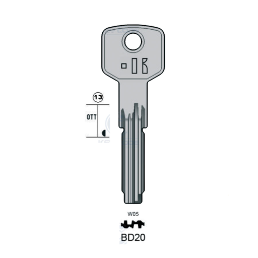 [KL-BD20] LLAVE KEYLINE BRICARD BD20 (CS115, BRI-26)
