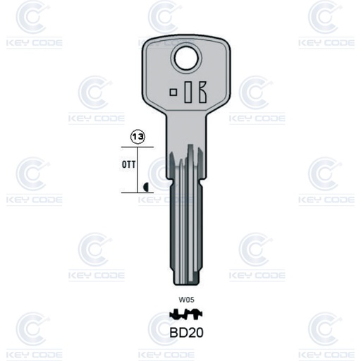 [KL-BD20] LLAVE KEYLINE BRICARD BD20 (CS115, BRI-26)