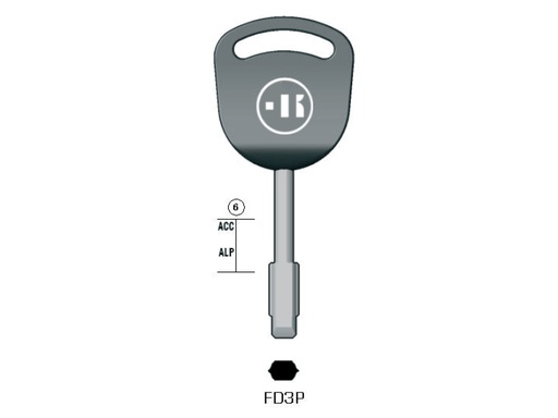 [KL-FD3P] CLÉ KEYLINE FORD FD3P (FO21, FO-6P) SANS EMPLACEMENT POUR TRANSPONDEUR