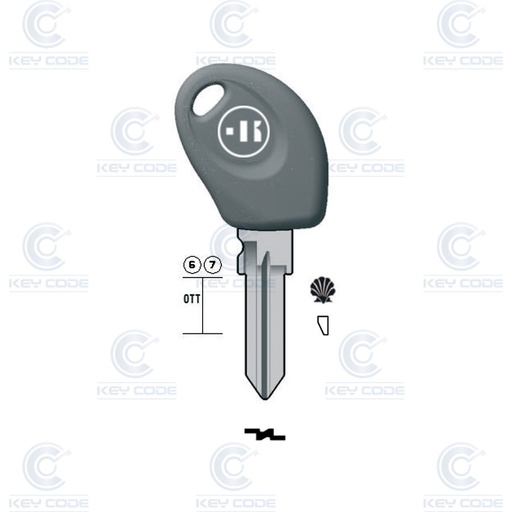 [KL-FT50ATK] KEYLINE POD KEY FOR FIAT, ALFA, LANCIA, IVECO FT50 (GT10) 6, 7 TEETH - SNAP-IN OPENING