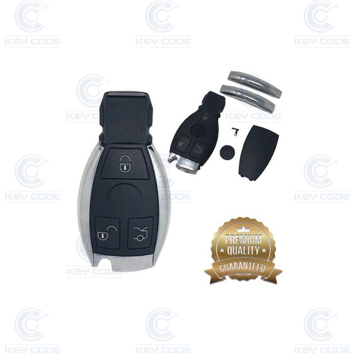 [MRCS3B-BGA-P] COQUE TELECOMMANDE MERCEDES KEYLESS CHROMEE 3 BOUTONS - QUALITÉ SUPÉRIEURE